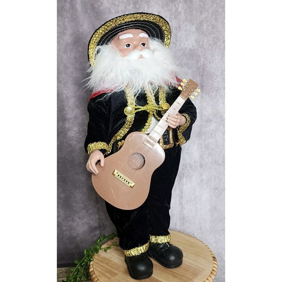 Fiesta Hispanic Mexican Santa Claus Doll Figure 19" Guitar Christmas Display NEW - Picture 7 of 8